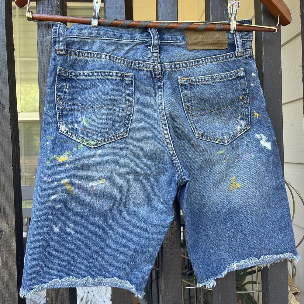 Polo Ralph Lauren Boys' Paint Splatter Sullivan Slim Denim Shorts Size 14 - Picture 5 of 7